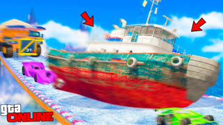 GTA 5 - САМЫЙ СТРАШНЫЙ И ОПАСНЫЙ СПУСК БЕЗ ТОРМОЗОВ НА БАРЖЕ ! - СТЕНКА НА СТЕНКУ В ГТА 5 ОНЛАЙН